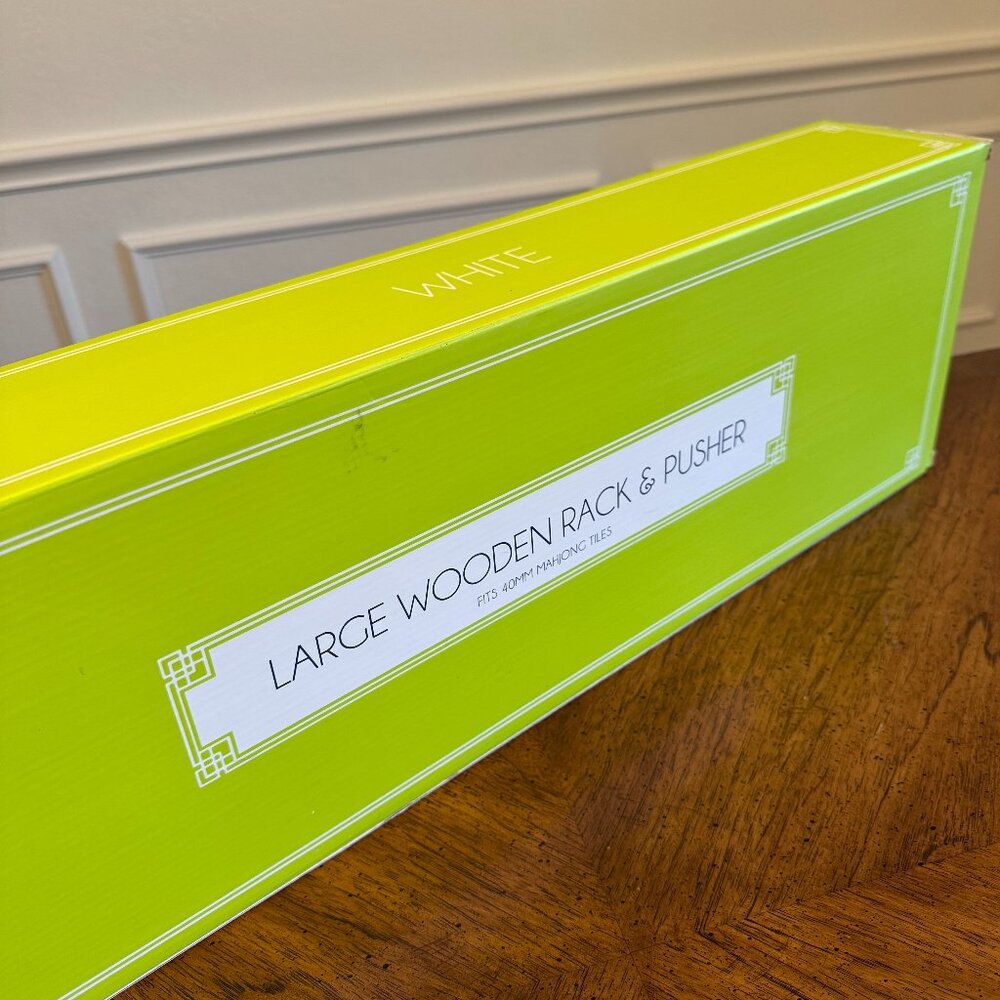 Oh My Mahjong Large White Wooden Tile Racks with Pushers